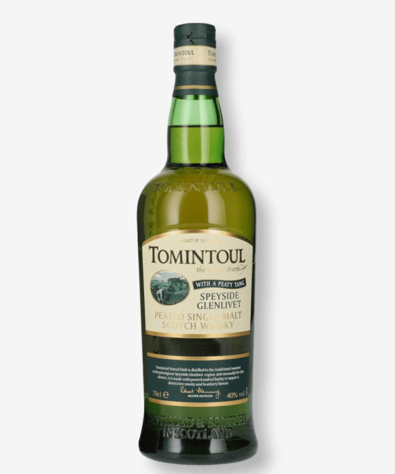 TOMINTOUL SINGLE PEATED MALT WITH A PEATY TANG